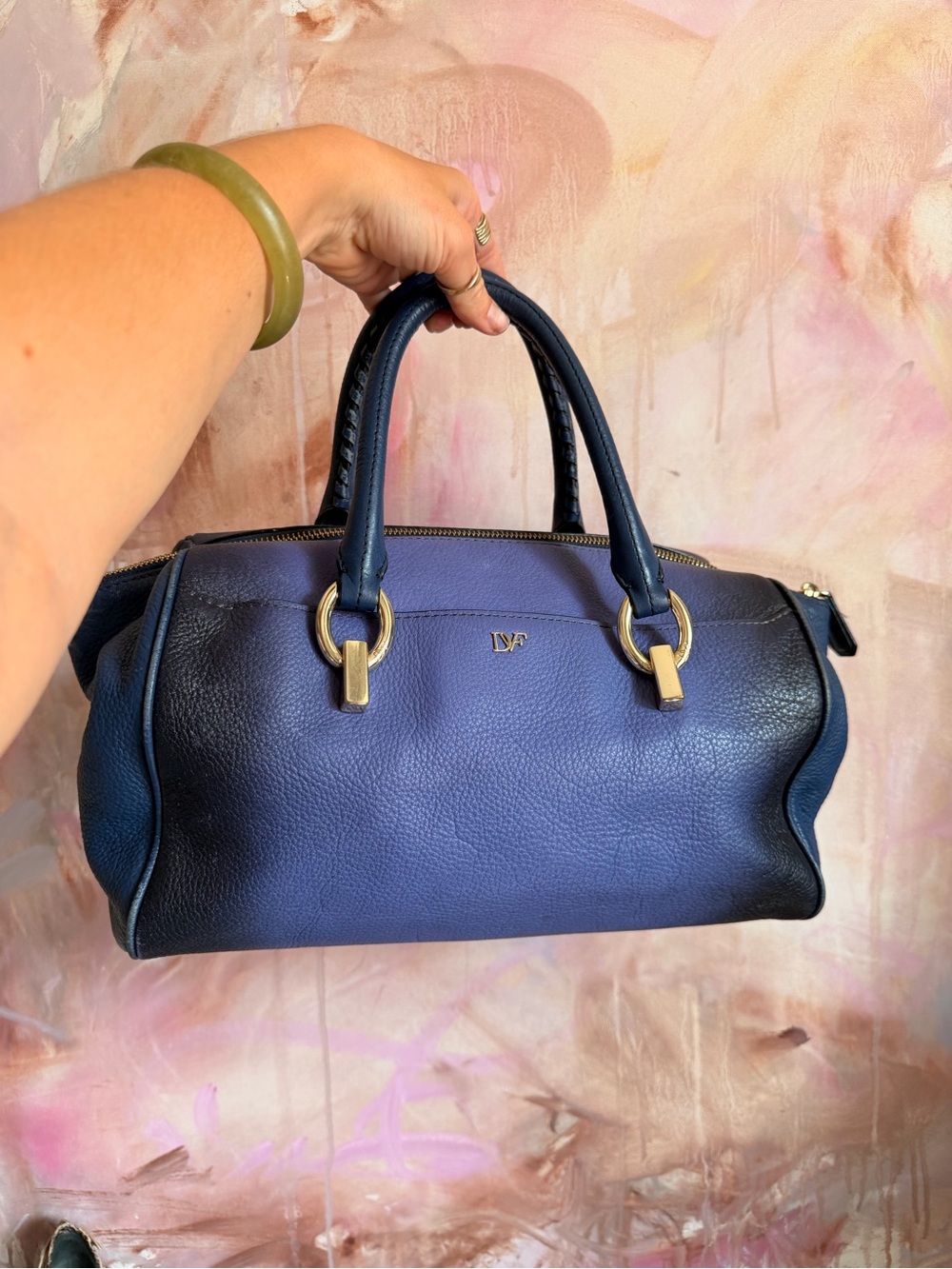 Diane Von Furstenberg Purple and Black Leather Satchel